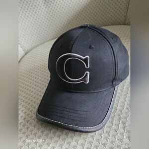 Chapeau de baseball unisexe COACH taille S bordure cuir noir logo SIG C UNIVER